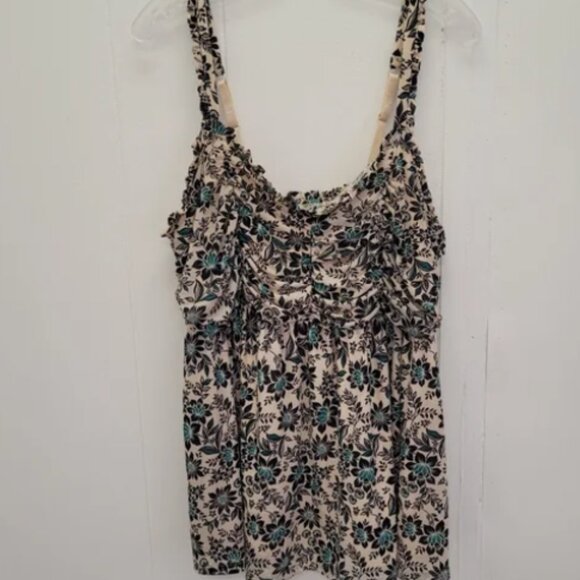 Babydoll Stretch Mesh Shirred Bodice Tank Top - Picture 1 of 1
